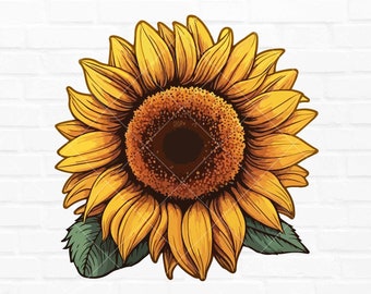 Yellow Sunflower Png Sublimation Design, Sunflower Png, Leopard Png, Yellow Png, Western Sunflower Png, hand drawn, Instant Download