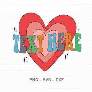 Benutzerdefinierter gewellter Text mit Herz SVG, benutzerdefiniertes Design, kundenspezifischer gewellter Retro-Text mit Herz, benutzerdefinierter Text