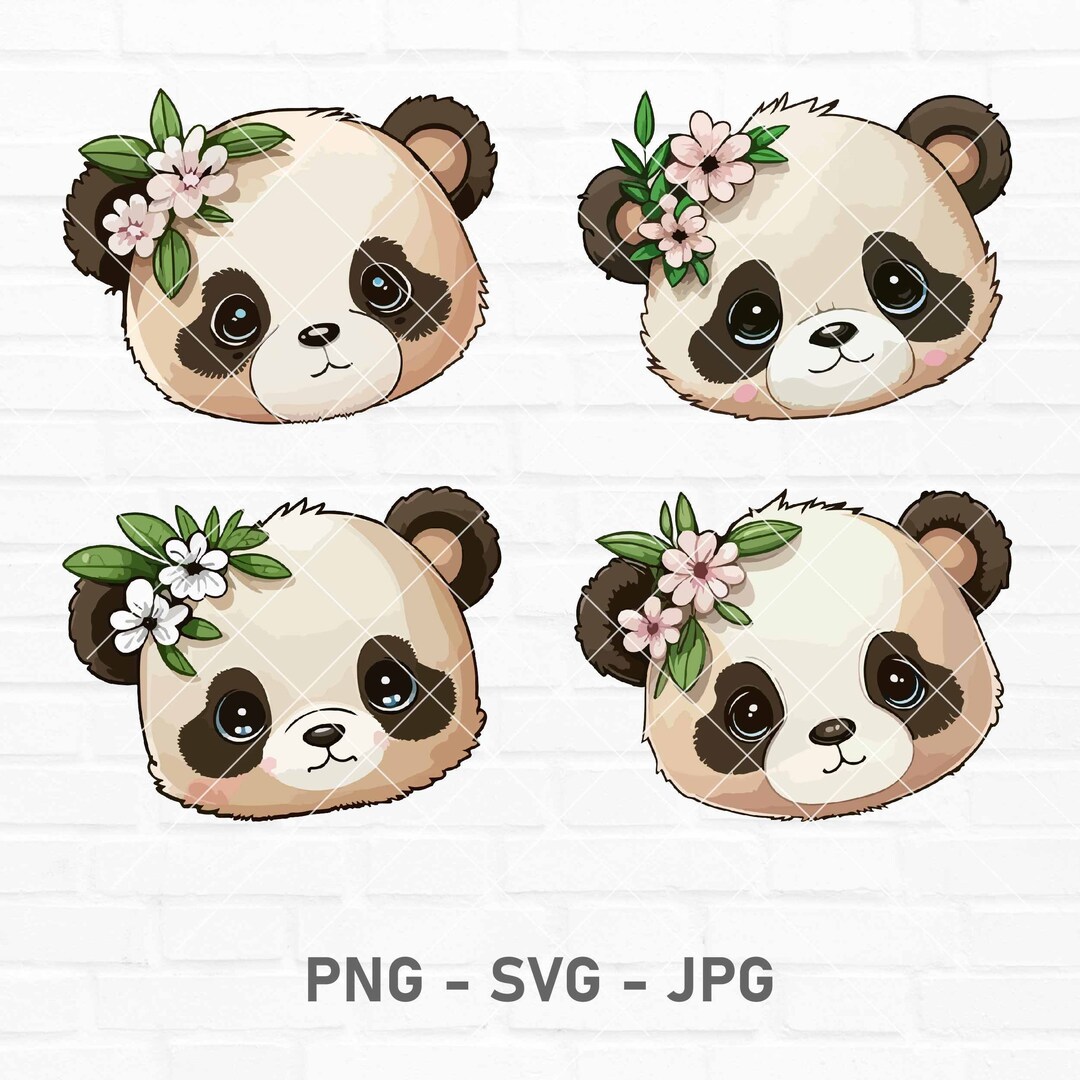 Cute Baby Panda Svg Floral Panda Png Panda Sticker Panda Clipart Panda ...