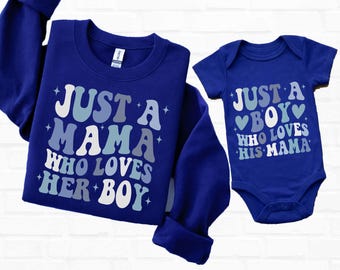 Just A Mama Who Loves Her Boy Design, Trendy Mom Shirt Design, Mother's Day SVG PNG