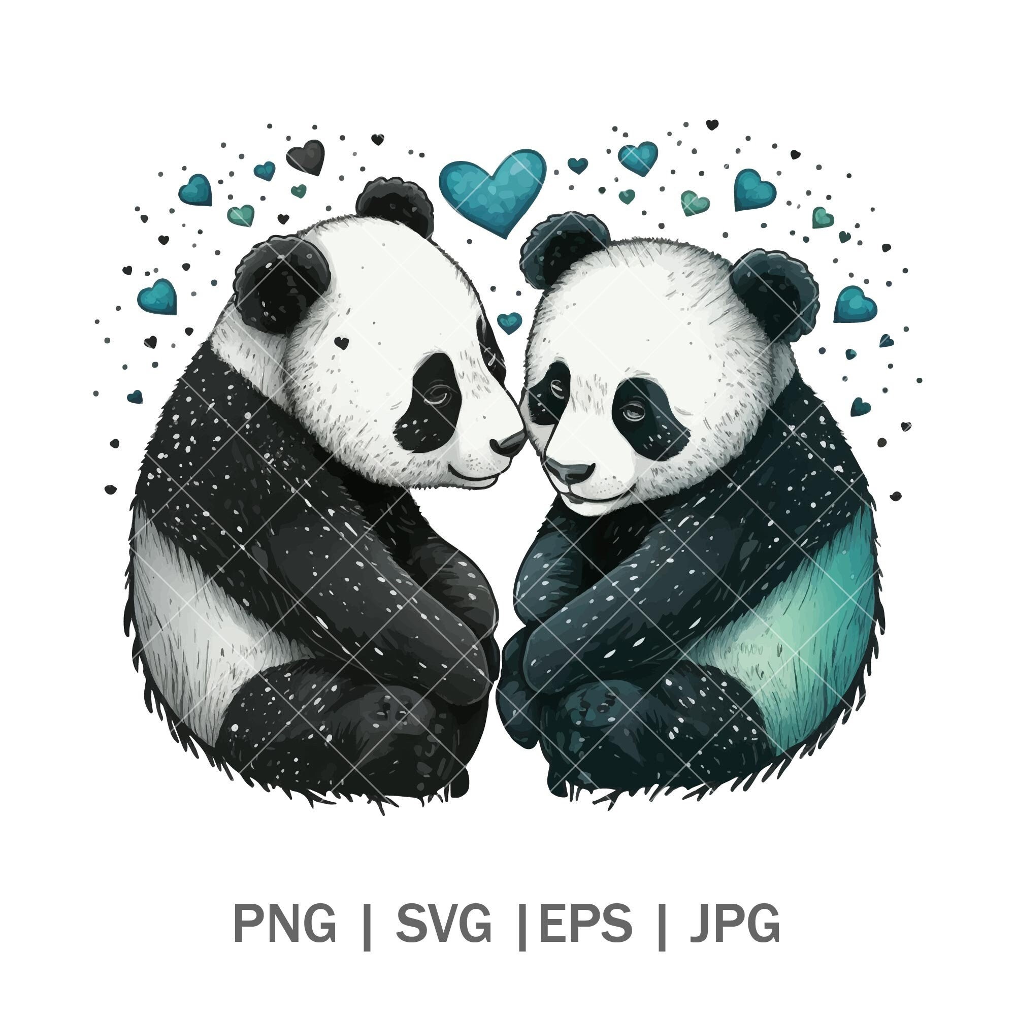 Panda Love Svg, Cute Valentine Day Gift, Panda Heart Svg, Cute
