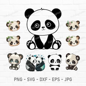 Cute Panda svg, Cute Baby Panda svg, Cute Animal svg, Panda Svg Cut, panda clipart, Files for Cricut, Png Dxf Jpg Eps