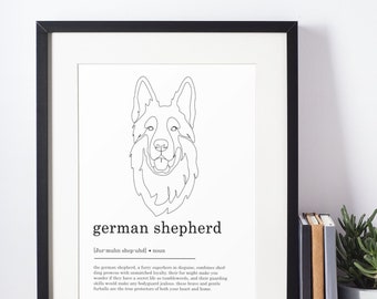 GERMAN SHEPHERD DEFINITION Meaning | Instant download | Printable Wall Art | Dog Lover Gift |German Shepherd Decor | Digital Download Print