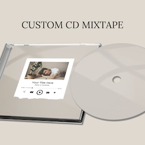 May include: A white CD case with a clear plastic cover. The case has a printed image of a woman lying down with a plant in the background. The text "Your Title Here" and "Date or Subtitle" is printed on the case. The CD is a blank white disc.