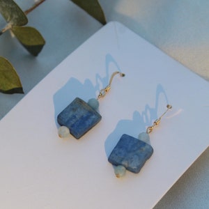 Blue Kyanite & Aquamarine Earrings | 14k Gold Filled