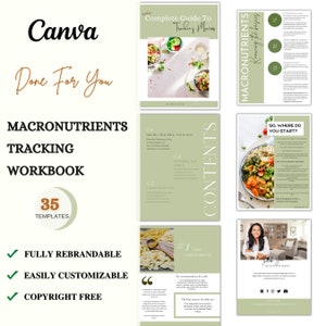 MacroNutrients Tracking workbook, Health Coaching, nutrition eBook template, ebook template canva, Nutrition Journal, Macro Meal Planning