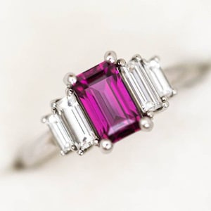 Pink Sapphire Ring, Pink Sapphire Fine Jewelry, Octagon Cut Sapphire Ring, Sapphire Silver Ring, Statement Ring, Wedding Ring