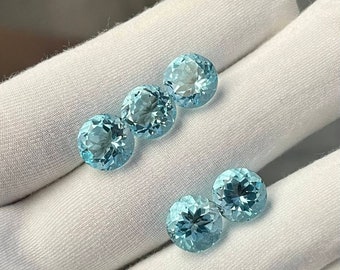 Lab Created Aquamarine, Faceted Aquamarine, Round Cut, Aquamarine Gemstone , Excellent Cuts, AAAQuality, Loose Gemstons