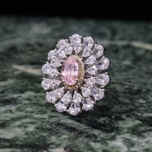 Pink Sapphire Ring, Oval Cut Sapphire Ring, Double Halo Ring, 925 Sterling Silver, Engagement Ring, Wedding Ring, Bridal Ring, Gift For Her
