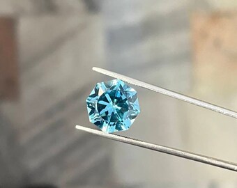 Aguamarina creada en laboratorio, talla hexagonal, facetada, color azul, calidad AAA, piedra preciosa suelta, tallas excelentes.