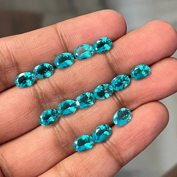 Toumaline paraiba cultivée en laboratoire, tourmaline paraiba à facettes, taille ovale, tourmaline créée en laboratoire, excellentes tailles, qualité AAA, pierre précieuse non fixée