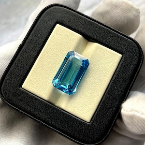 Santa Maria Aquamarine Octagon Cut, AAA Quality, Lab Created Aquamarine, Excellent Cuts, Synthetic Faceted Aquamarine For Making Pendant