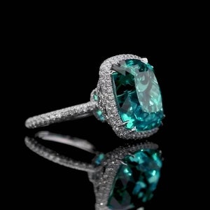 Luxury 925 Sterling Silver Paraiba Heart Necklace Earrings Ring for Women Girl Wedding Dinner Party Jewelry Set Anniversary Gift