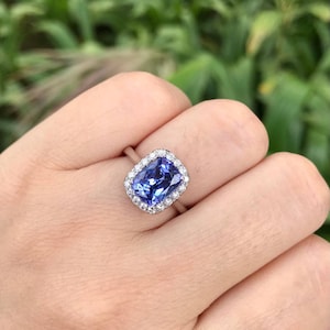 Tanzanite Ring, Tanzanite Pavé Ring, Cushion Cut Tanzanite Ring, Tanzanite Silver Ring, Wedding Ring, Engagement Ring, Bridesmaid Ring