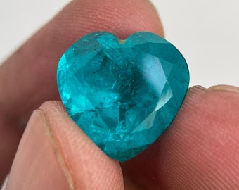 Paraiba Tourmaline, Heart Cut, Neon Blue Paraiba, Loose Gemstone, Faceted Gemstones, paraiba Doublet Quartz, loose Gemstone, AAAQuality.