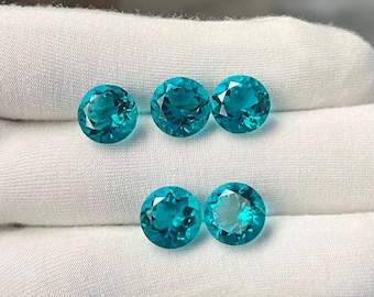 Turmalina Paraíba cultivada en laboratorio, corte redondo, color azul neón, calidad AAA, piedra preciosa suelta, excelente corte y calidad, piedra preciosa para la fabricación de joyas.