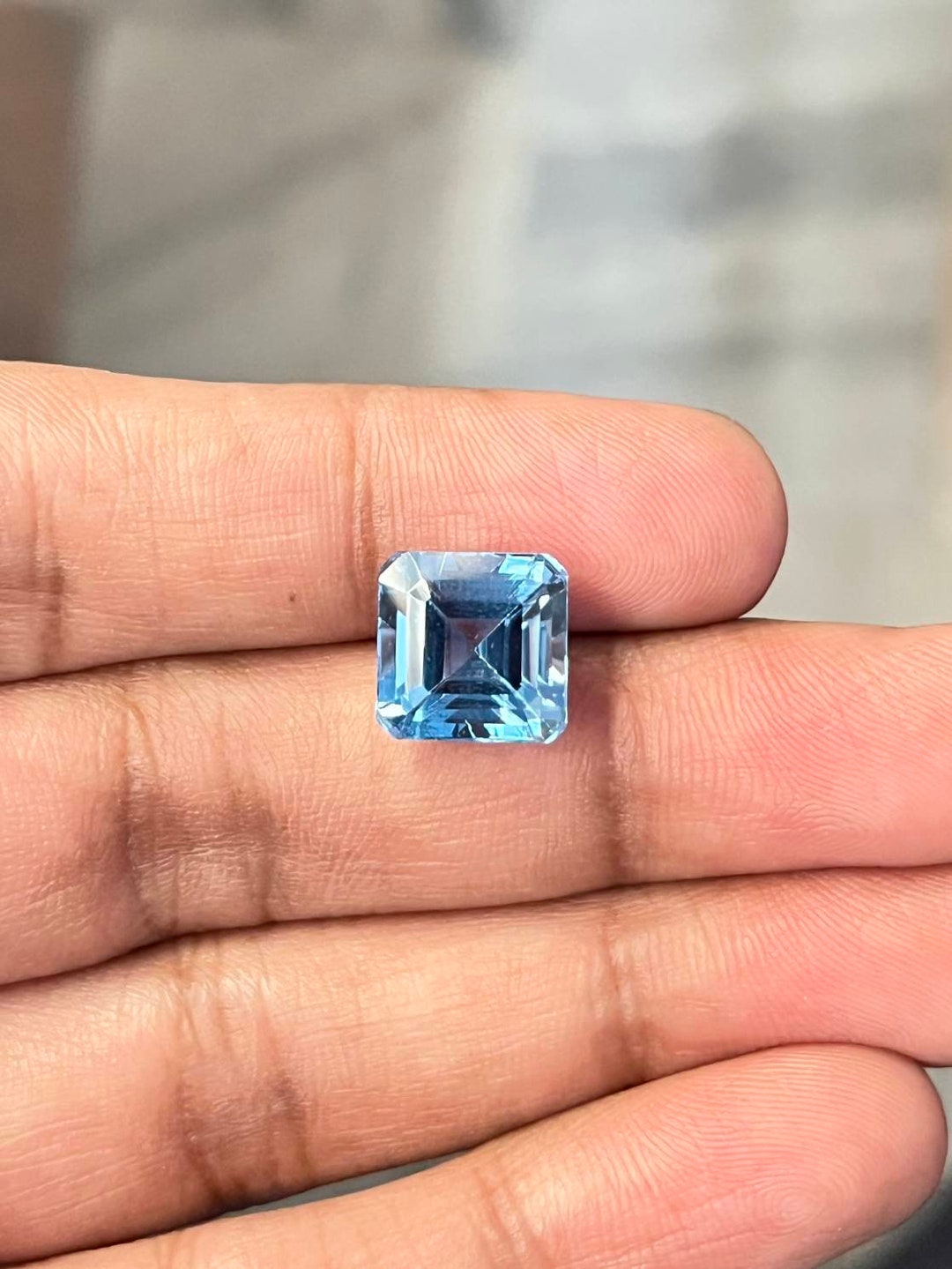 Maria Color Lab Created Santa Maria Color Aquamarine, Faceted Aquamarine, Asscher ...