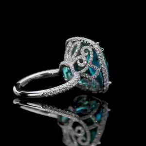 Luxury 925 Sterling Silver Paraiba Heart Necklace Earrings Ring for Women Girl Wedding Dinner Party Jewelry Set Anniversary Gift main image 0