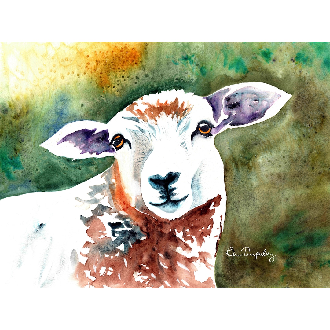 Sheep Watercolor Painting, Sheep Painting, Animal Art, Sheep Love ...