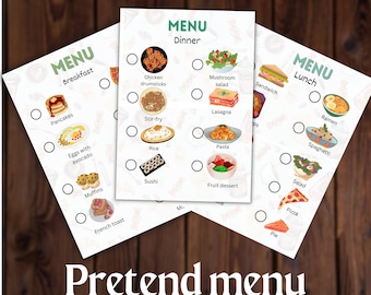 Pretend Play Restaurant Menu, Kids Kitchen (Digital Download)