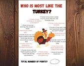 Thanksgiving Game Printable, 2023 Thanksgiving Game, Autumn Game, Office Party Game, Icebreaker, Group Game Printable, turkey game