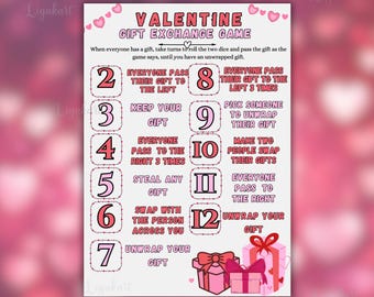 Valentine Gift Exchange Dice Game, Roll the Dice Holiday Gift Exchange Game, Gift Swap, Secret Cupid, Games For Work, Classroom Valentine