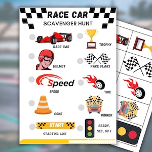 Time to Race Treasure Hunt, Kids Birthday Party Game, Racing Car Scavenger Hunt, Race Car Party, Race car activity, outdoor game, indoorgame
