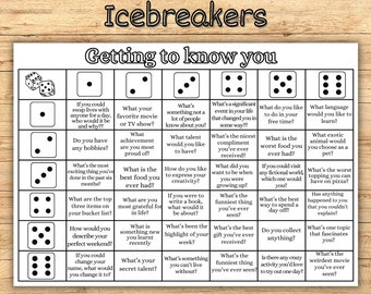 DiceBreaker Roll- und Mittellspiel, Eisbrecher-Aktivität für jedes Alter, Spiele für Erwachsene, Würfelspiel, Kennenlern-Spiel, Büro-Partyspiel