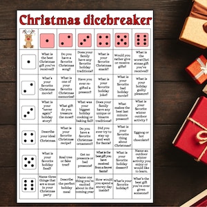 Christmas DiceBreaker, Christmas Icebreaker game, Icebreaker Activity, Christmas Dicebreaker, Holiday Questions  Game, Holiday party game