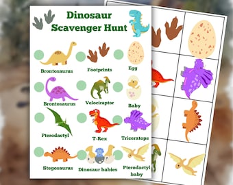 Dinosaur Treasure Hunt, Kids Birthday Party Games, Dinosaur Scavenger Hunt, Dino Party, Dinosaur Party, Jurassic Game, T-Rex Party game