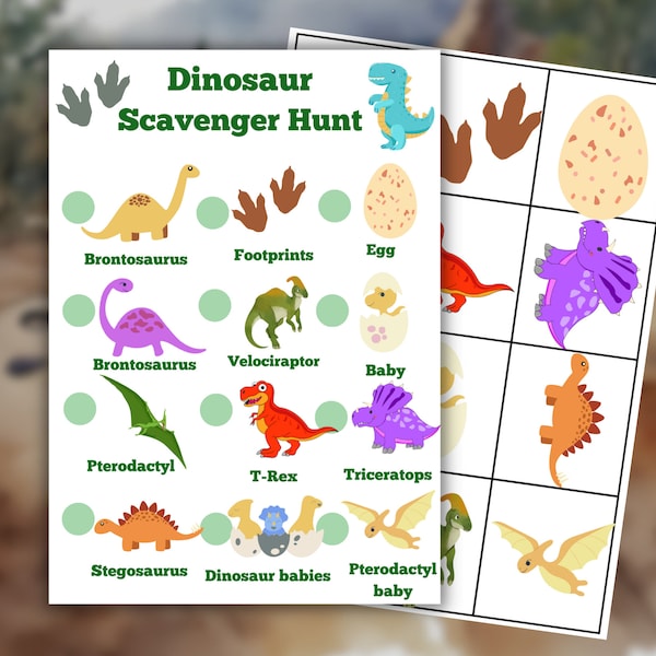 Dinosaur Treasure Hunt, Kids Birthday Party Games, Dinosaur Scavenger Hunt, Dino Party, Dinosaur Party, Jurassic Game, T-Rex Party game