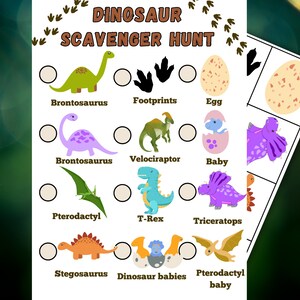 Dinosaur Treasure Hunt, Kids Birthday Party Games, Dinosaur Scavenger Hunt, Dino Party, Dinosaur Party, Jurassic Game, T-Rex Party game