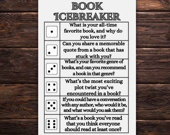 Book icebreaker, Classroom icebreaker, discussion questions, discussion prompts, book club gift, Get To Know You, Conversation starter