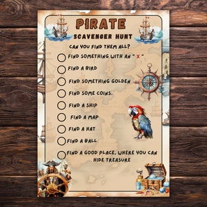 Búsqueda del tesoro temática pirata, juegos de fiesta de cumpleaños para niños / niños, búsqueda del tesoro pirata, juego pirata, búsqueda del tesoro pirata, juego imprimible