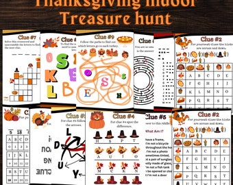Thanksgiving Treasure Hunt, Printable Activity Game (PDF)