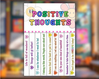 Positive Thoughts Tear-Off Flyer, Counselor Office Decor (Digital Download)