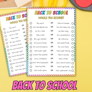 Back to School Game Printable, Back to School Would You Rather, Classroom Icebreaker Activities, Middle School Icebreaker, First Day Game