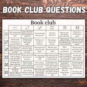 Buchclub Diskussionsfragen zum Ausdrucken, Buchclub Karten, Diskussionsvorschläge, Buchclub Geschenk, Buchbesprechung Würfelspiel, Lerne Dich kennen