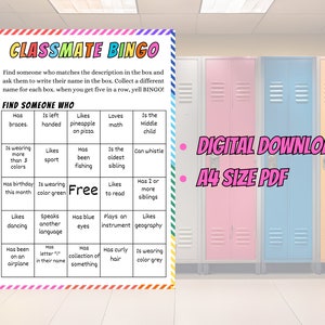 Back to School Game, Classmate Find Someone Who Bingo, First Day of ...