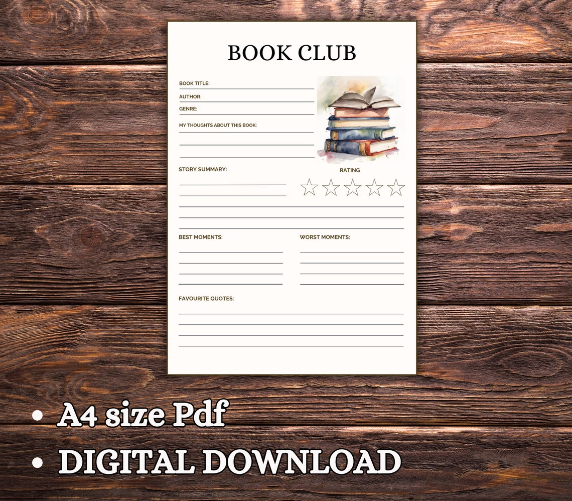 Book Review Template, Book Club Printables, Book Club Meeting Questions ...