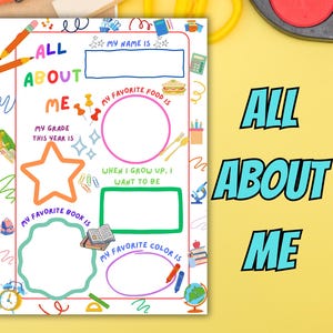 Back to School Interview, First Day of School Printable, All About Me Printable, All About Me Worksheet, Back to School Questionnaire