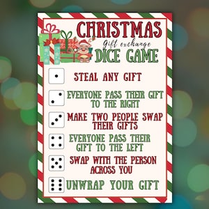 Christmas Gift Exchange Dice Game, Holiday Gift Exchange, Secret Santa, Gift Swap, Christmas Party, Office Party, Family Game, Group Game