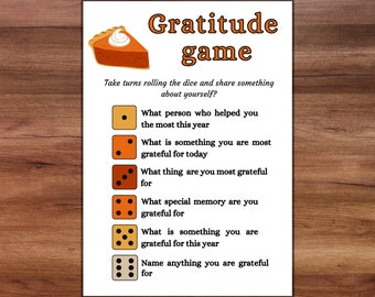 Thanksgiving Gratitude Game, Thanksgiving Dice Game, Thanksgiving Party Game, Friendsgiving Game, Thanksgiving Conversation Starters