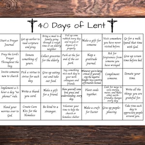 Lent Activity Calendar for adults, 40 Days Lenten Calendar, Ash Wednesday, Lent Family Prayer and Service Activities Family Activities