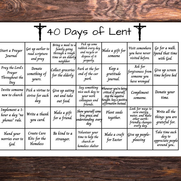 Lent Activity Calendar for adults, 40 Days Lenten Calendar, Ash Wednesday, Lent Family Prayer and Service Activities Family Activities