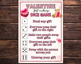 Valentine Gift Exchange Dice Game, Roll the Dice galentine Gift Exchange Game, Gift Swap, Secret cupid, Games For Work, Family Game