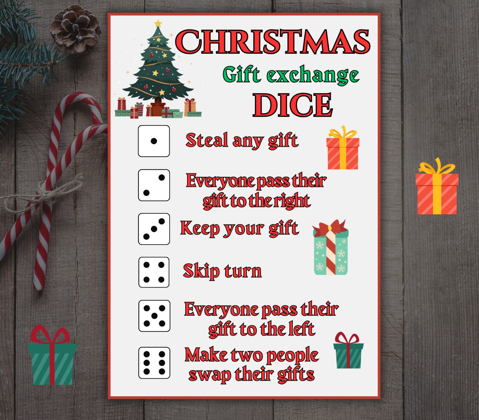 Christmas Gift Exchange Dice Game, Holiday Gift Exchange, Secret Santa ...