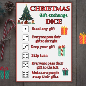 Christmas Gift Exchange Dice Game, Holiday Gift Exchange, Secret Santa, Games For Work, Families and Friends, Office Party, Family Game