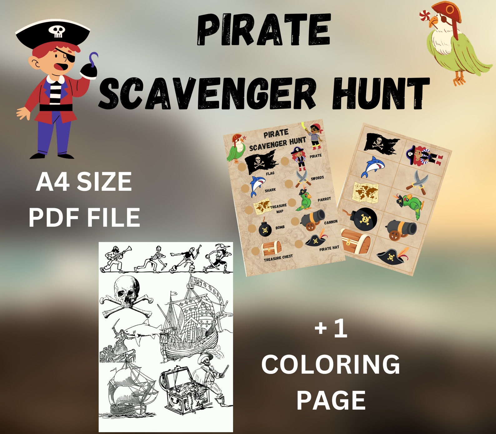 Pirate Themed Scavenger Hunt, Child / Kids Birthday Party Games, Pirate ...