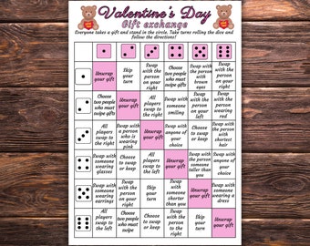 Valentine Gift Exchange Dice Game, Roll the Dice Valentine Gift Exchange Game, Gift Swap, White elephant game, Games For Work, Family Game